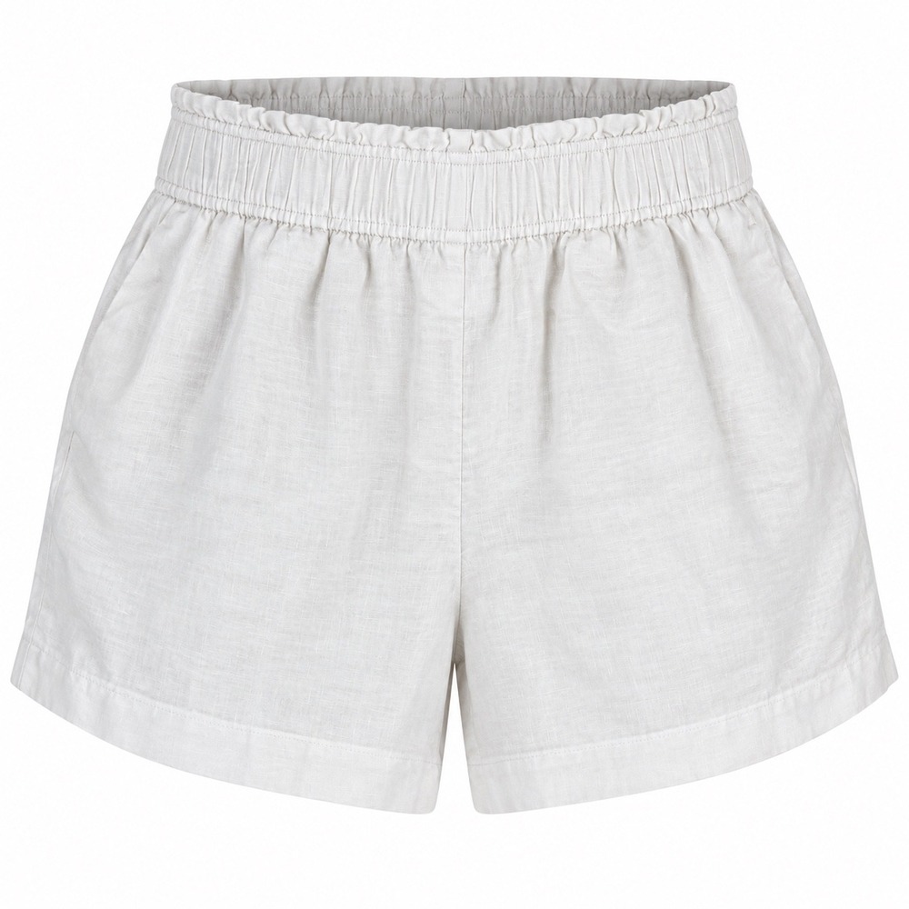 Quince Womens Shorts Size M 100% Linen White High Rise Elastic Waist Casual